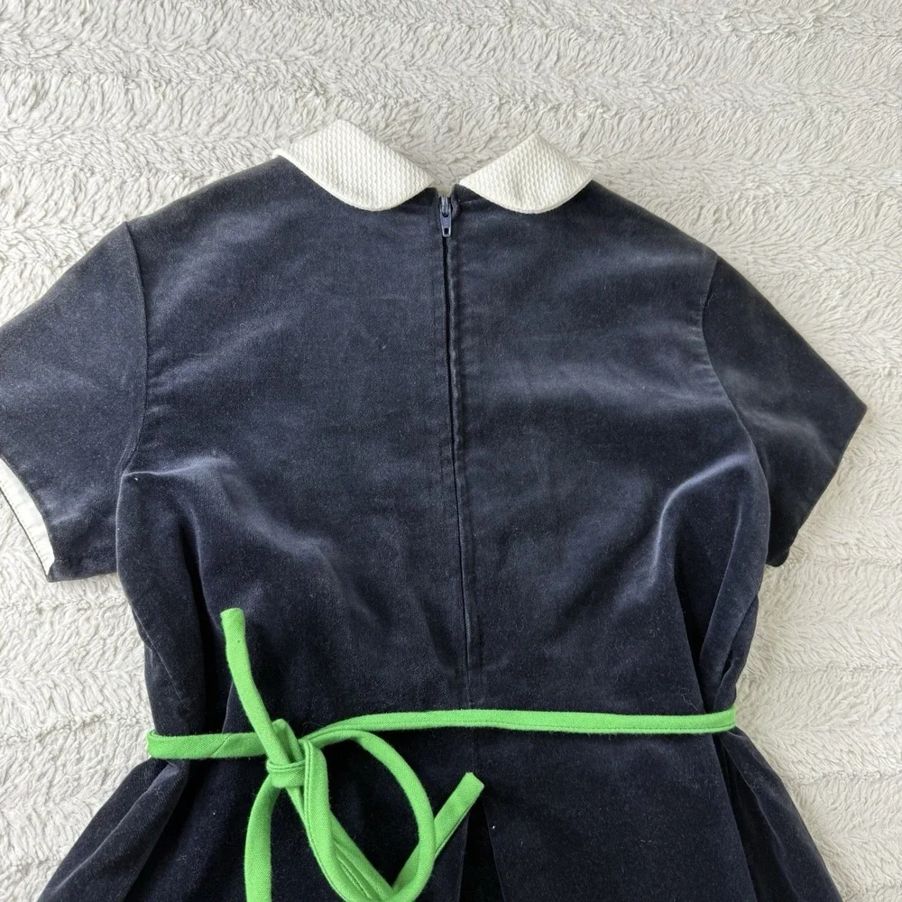 Sylvia Whyte Saks Fifth Avenue Blue Flower Velvet Dress Girls 6 *See Measurement